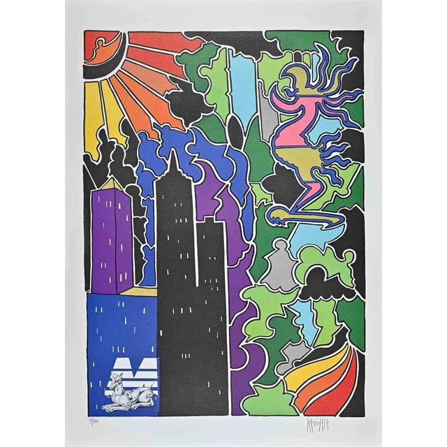 Antonio Cremonese, Abstract Urban Landscape, Lithograph For Sale