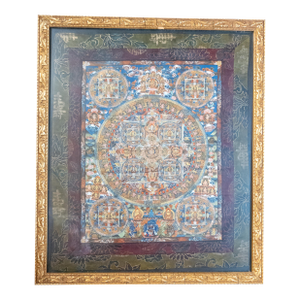 20th Century Chinese Tibetan Framed Buddhist Silk Thangka Mandala