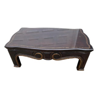 1990s Brown Black Crackled Lacquered Cocktails Table With Gilded Detailing For Sale