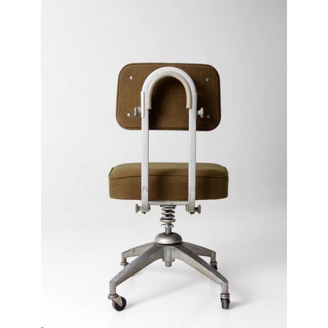Olive Mid-Century Industrial Swivel Office Chair For Sale - Image 8 of 17