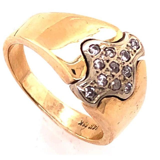 14 Karat Two-Tone Yellow and White Gold Ring With Diamond Cluster 0.30 TDW, Size 7 For Sale In New York - Image 6 of 9