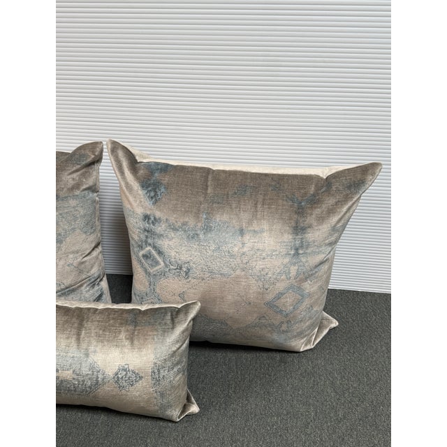 Restoration Hardware Velvet Oushak Diamond Pillows, Set of Three For Sale In San Francisco - Image 6 of 12