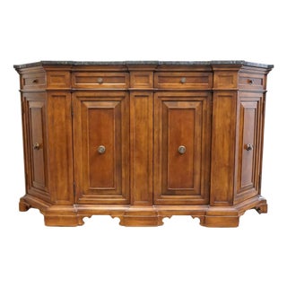 Bernhardt Furniture Solid Cherry Contemporary Italian Neoclassical Tuscan Style 73" Buffet W. Granite Top 802-133 For Sale