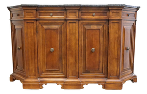 Bernhardt Furniture Solid Cherry Contemporary Italian Neoclassical Tuscan Style 73" Buffet W. Granite Top 802-133