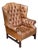 Large English Wing Back Chair of Tufted Tanned Leather With Nail-Head Trim For Sale
