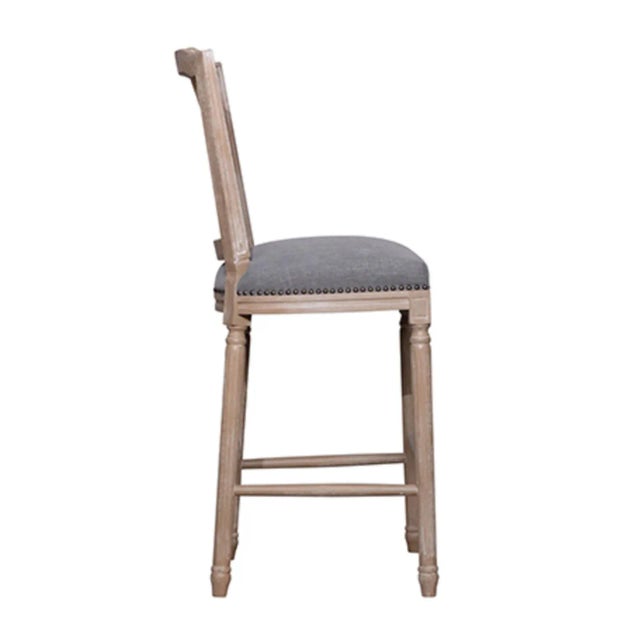 Transitional Wood & Linen Bar Stool Chairish