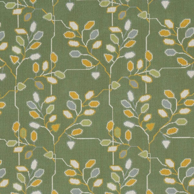 Schumacher x Neisha Crosland Tumble Weed Epingle Fabric in Meadow Green For Sale