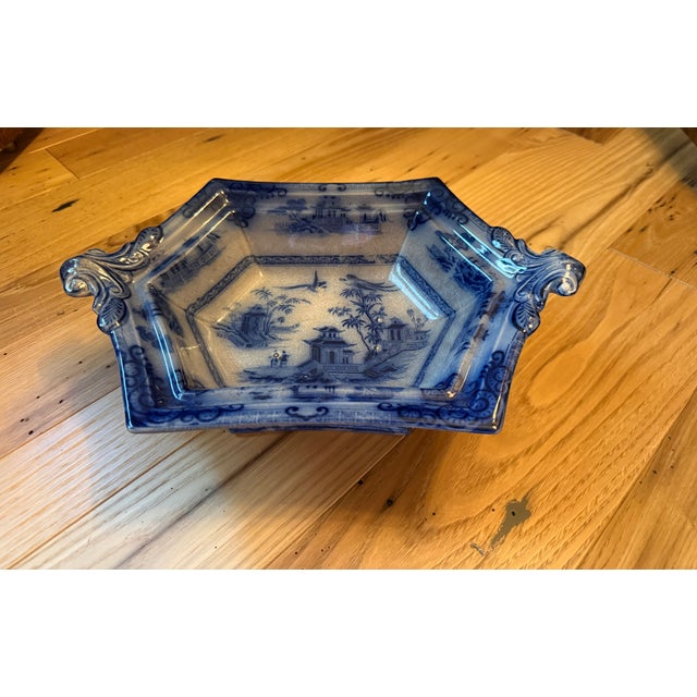 Antique Blue and White Pottery Server J. Clementson 19th Century English Ironstone Transferware For Sale - Image 14 of 18