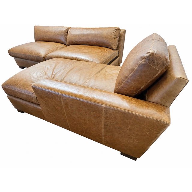 Rh Maxwell Leather U-Chaise Sectional – 8' Armless Sofa With Dual Luxe Chaises in Italian Berkshire Leather (Chestnut) For Sale - Image 16 of 18