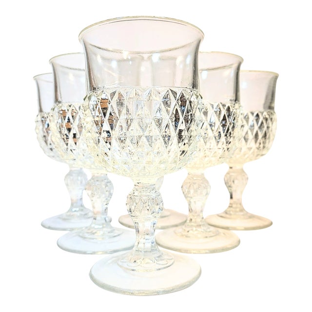 Diamond Point Goblets- Set of Six For Sale