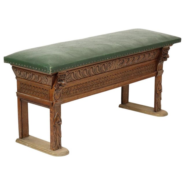 Renaissance Revival Sculpted Oak Bench, 20th Century For Sale - Image 18 of 18