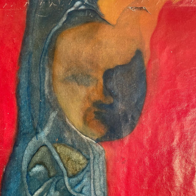 Mid-Century Modern 1960’s Mid Century Modern, Afro Style Surrealist Abstract, in the Style of Wiferdo Lam For Sale - Image 3 of 10