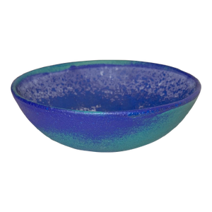 Vintage 1970's Francesca Mascitti-Lindh Arabia Blue Green Pottery Bowl Sculpture
