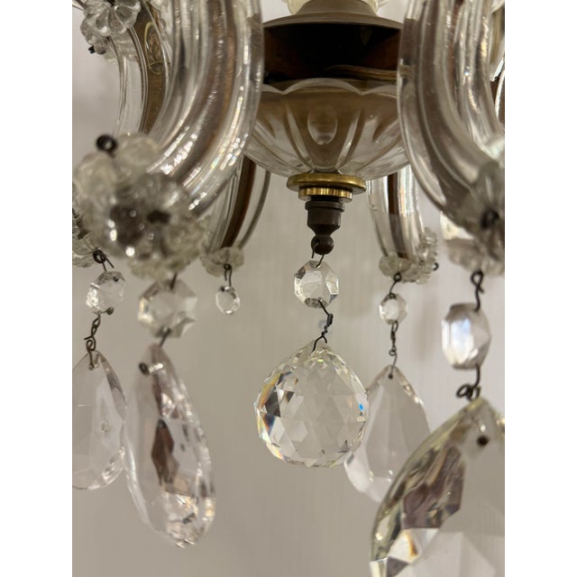 Transparent Vintage Six Light Glass + Crystal Chandelier For Sale - Image 8 of 12