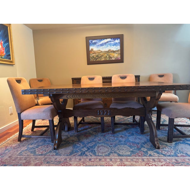 Viking Oak Mid 20th Century Arts & Crafts Dining Table Attributed to Romweber For Sale - Image 11 of 12