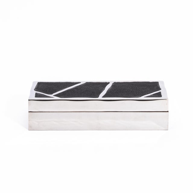 Modern Modern Box in Black Shagreen With Polished Stainless Steel by R&y Augousti For Sale - Image 3 of 8