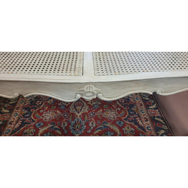 Wood Vintage Cane Seat Window Bench For Sale - Image 7 of 10