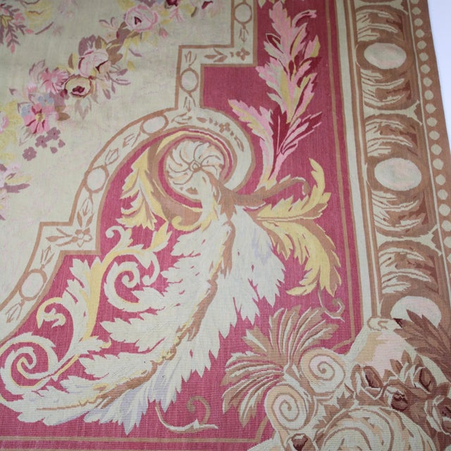 Large French Louis XVI Baubusson Rug with Flower Cartridge, 1890s For Sale - Image 6 of 12