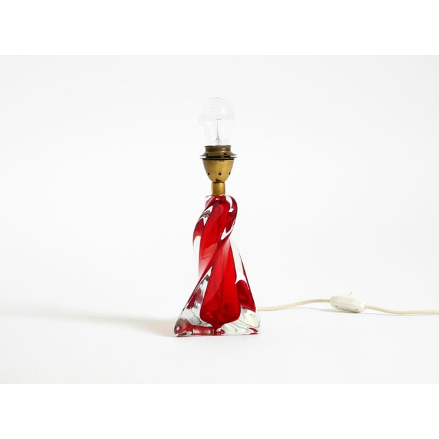 Mid-Century Modern Table Lamp with Crystal Glass in Red and Transparent, 1960s For Sale - Image 10 of 18