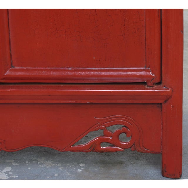 52" Tall China Red Cabinet Armoire For Sale - Image 10 of 13