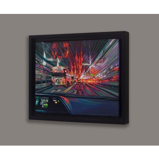 Lincoln Tunnel (Dash) by Maria Mijares | Acrylic on Linen Night scene from a car perspective. For Sale
