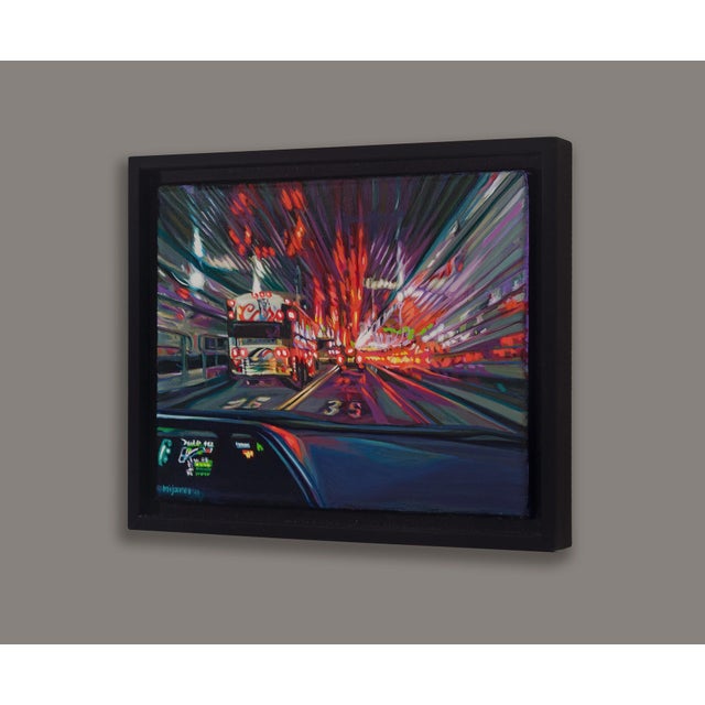 Lincoln Tunnel (Dash) by Maria Mijares | Acrylic on Linen Night scene from a car perspective. For Sale