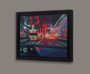 Lincoln Tunnel (Dash) by Maria Mijares | Acrylic on Linen Night scene from a car perspective.