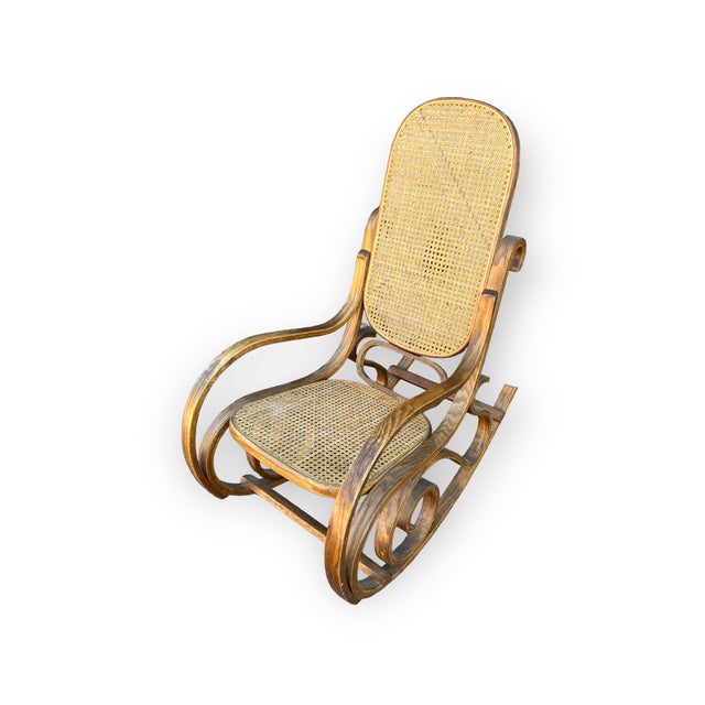 1970s Vintage 1970s Bentwood Rocking Chair For Sale - Image 5 of 5