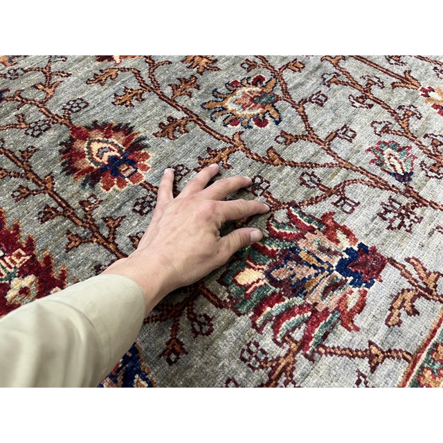 Gray and Rust Persian Sultanabad Style Floral Rug - 6'9" X 9'11" For Sale - Image 9 of 11