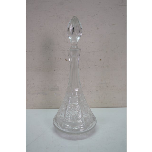 Vintage American Brilliant Cut Crystal Liquor Wine Bar Bottle Decanter For Sale - Image 6 of 17