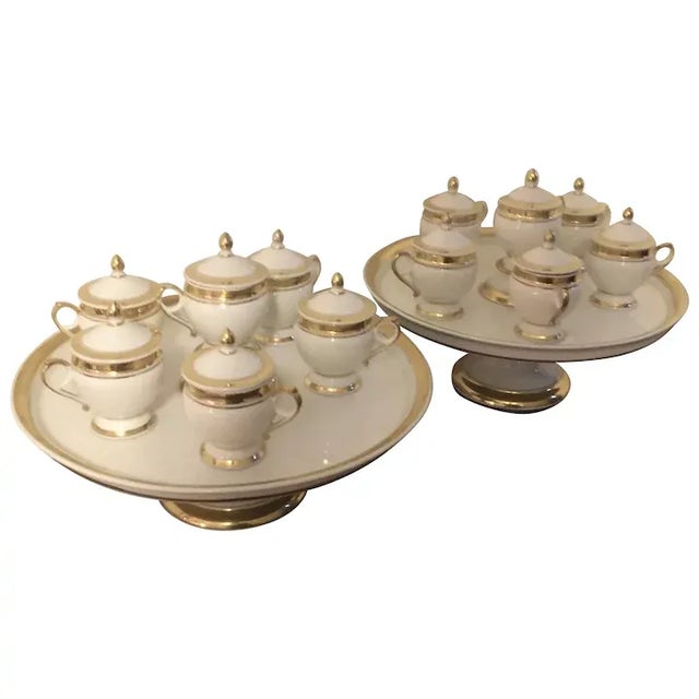 Antique Early 19th Century French Empire Porcelain Tazza with 12 Pot de Creme - 14 Pieces For Sale - Image 13 of 13
