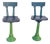 A Pair of Early 20th-Century Cast Iron Soda Fountain Swivel Stools With Greek Key Backs. For Sale