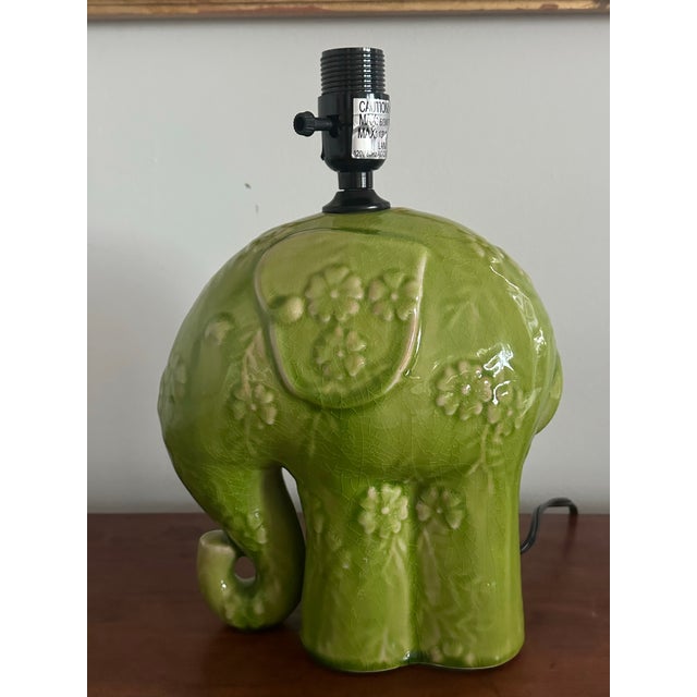 Whimsical Ceramic Elephant Lamp With Daisies For Sale In Savannah - Image 6 of 8