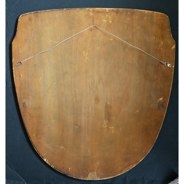 Large Art Deco Frameless Bevelled Arched Shield Mirror For Sale - Image 16 of 17