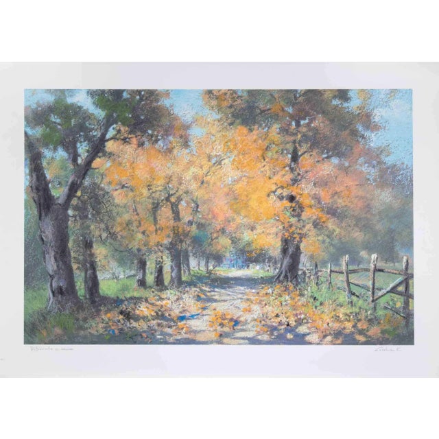 Carlo Cordua, Autumn Landscape, Lithograph, 1980s For Sale