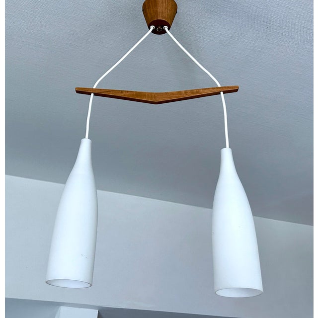 Scandinavian Pendant Light in Teak and Glass, 1960s For Sale - Image 14 of 15