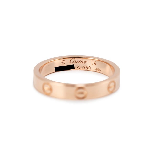 Cartier 18k Rose Gold Small Love Wedding Band Ring, Size 6.75 For Sale In Houston - Image 6 of 8