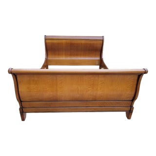 1990s Grange Louis Philippe Cherry Queen Size Sleigh Bedframe For Sale