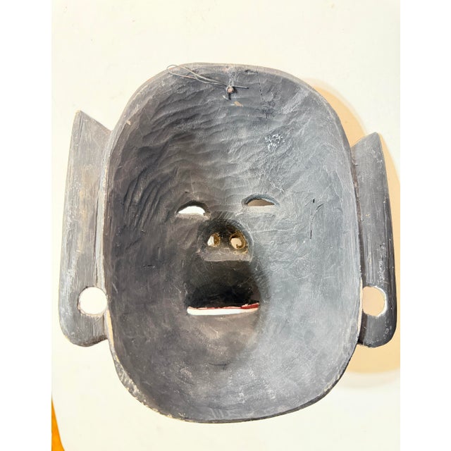 Vintage Balinese Hand-Carved & Painted Wood Barong Monkey Wall Mask For Sale - Image 9 of 10