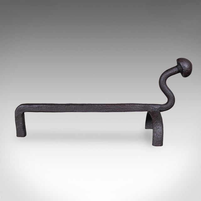 Metal Pair of Antique Andirons, English, Wrought Iron, Fire Dog, Blacksmith, Victorian For Sale - Image 7 of 10