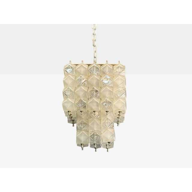 1950s Venini Poliedri, Faceted Glass, Metal, Geometric Chandelier, Italy, 1950s For Sale - Image 5 of 8