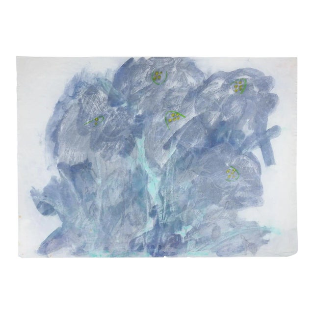 Late 20th Abstract Cloudy Blue Gray Painting For Sale