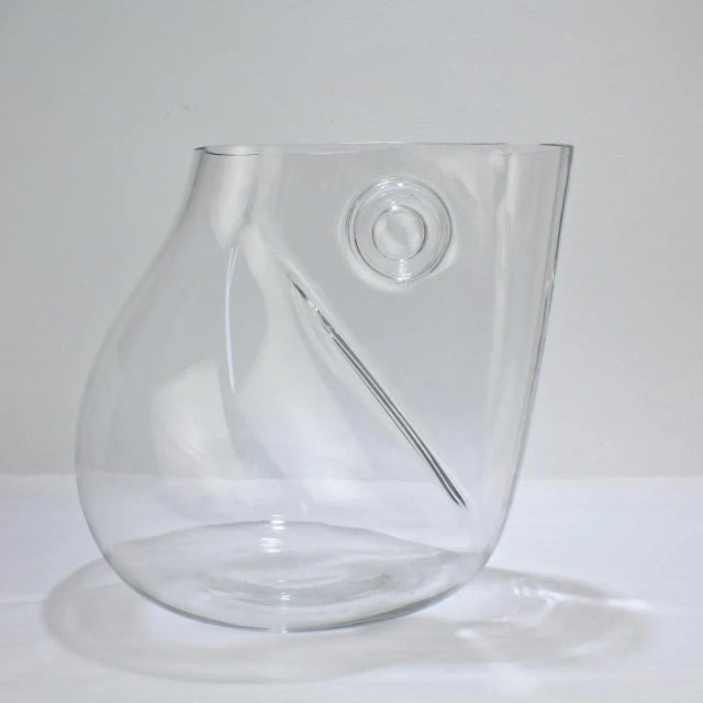Transparent Signed Barbini Asymmetrical Modernist Murano Glass Vase For Sale - Image 8 of 13