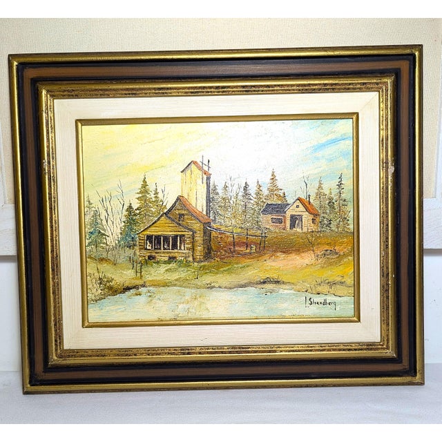 Post Impressionist 1930s Original Swedish Landscape Oil Painting by John Edmund Strandberg For Sale - Image 3 of 13