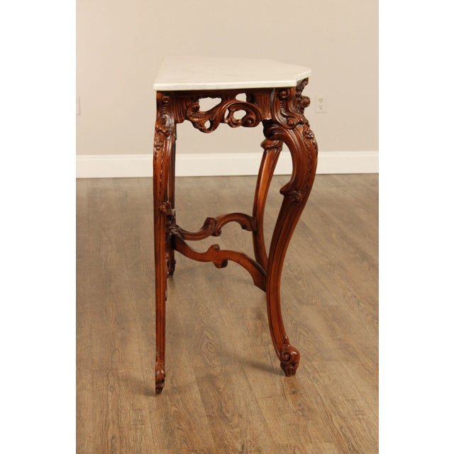 Italian Rococo Style Marble Top Console Table For Sale - Image 12 of 12