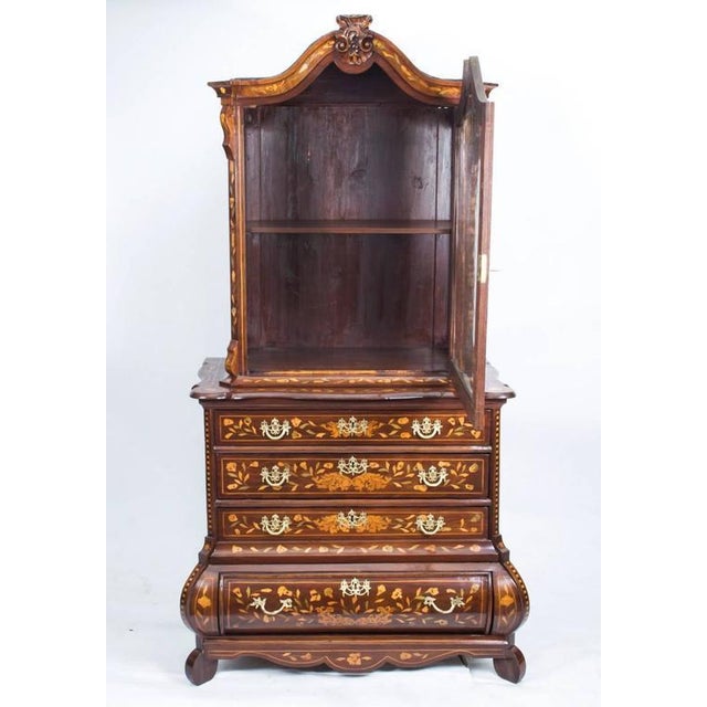 Brown 18th Century Dutch Walnut Marquetry Cabinet on Chest For Sale - Image 8 of 9