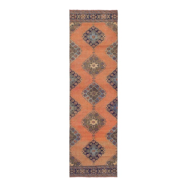 Vintage Turkish Decorative Runner Rug - 2`11" X 10`3" For Sale