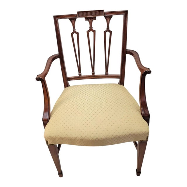 19th C English Hepplewhite Mahogany Armchairs Pair Dining or Side Chairs For Sale - Image 12 of 18