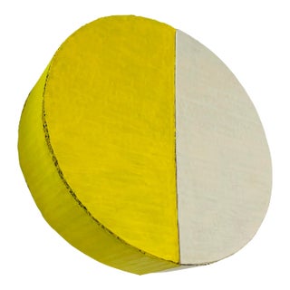 Round Sculpture in Yellow and Cream For Sale
