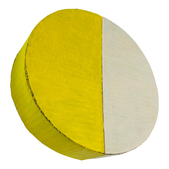 Round Sculpture in Yellow and Cream For Sale